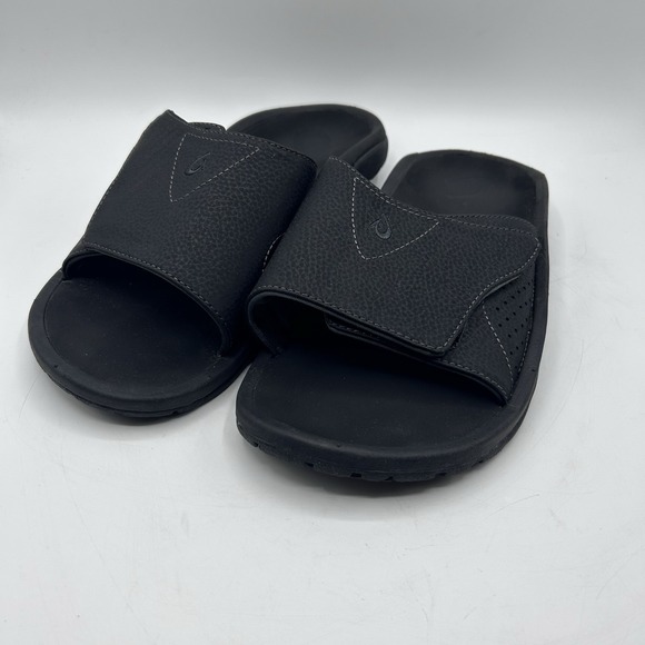 OluKai Nalu Mens Size 10 Black Beach Walking Outdoor Waterproof Slide Sandals - Picture 2 of 6